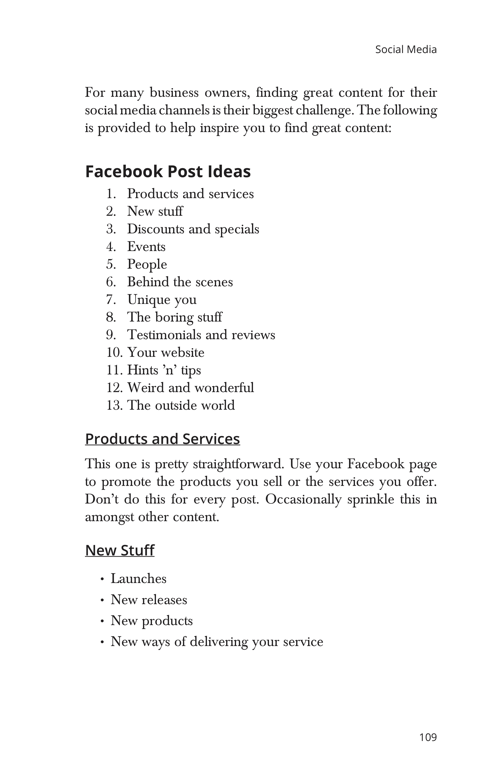 Page 109 Facebook Post Ideas