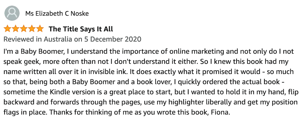 Elizabeth Noske amazon 5 star review