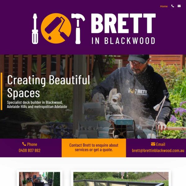 Brett in Blackwood one page website